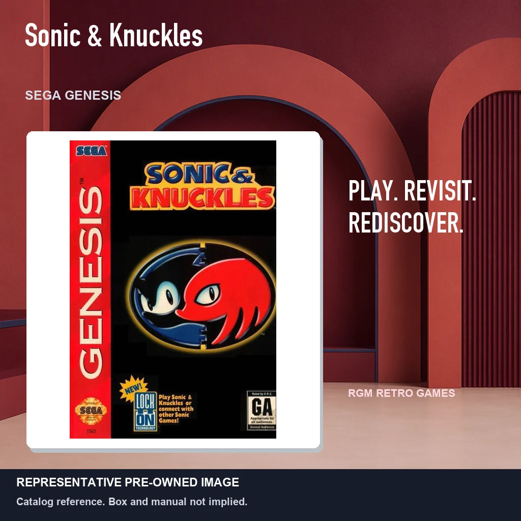 Representative pre-owned Sonic & Knuckles (Sega Genesis), red retro product layout.