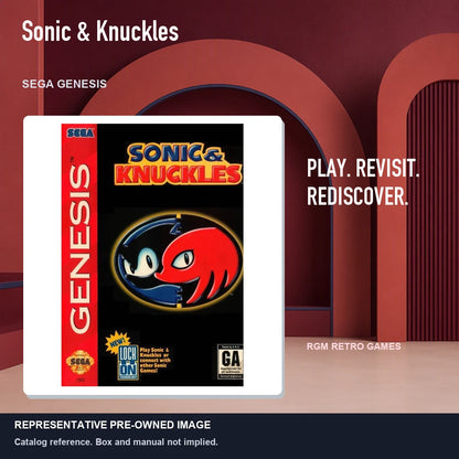 Representative pre-owned Sonic & Knuckles (Sega Genesis), red retro product layout.