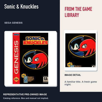 Representative pre-owned Sonic & Knuckles (Sega Genesis), editorial image and detail.