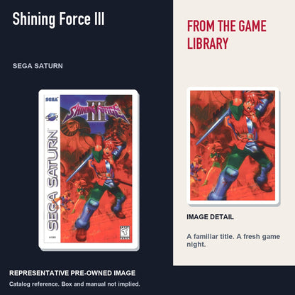 Representative pre-owned Shining Force III (Sega Saturn), editorial image and detail.
