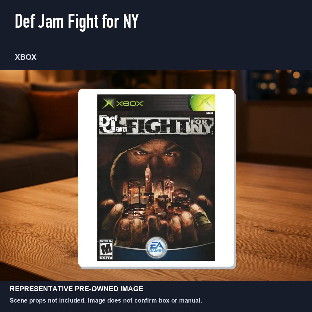 Representative pre-owned Def Jam Fight for NY (Xbox), product image in a styled room scene.