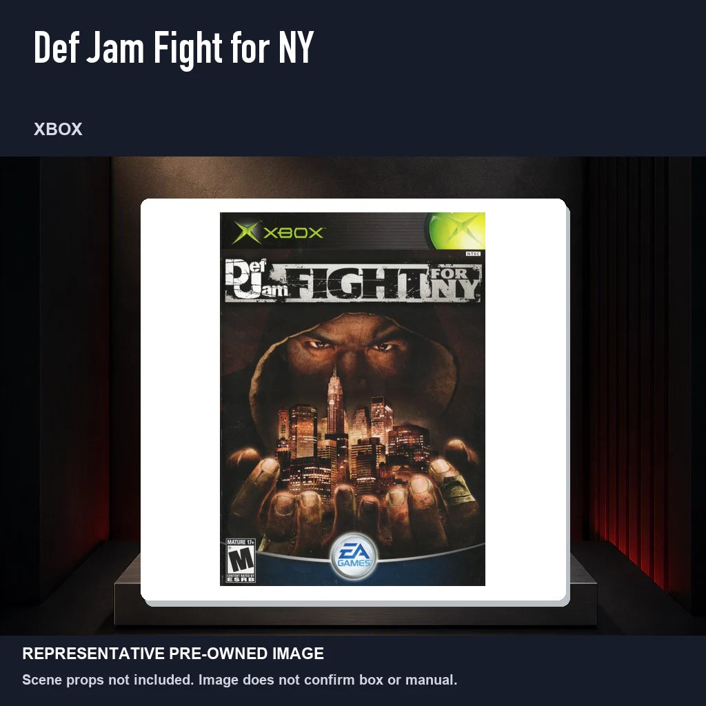 Representative pre-owned Def Jam Fight for NY (Xbox), product image on a display panel.