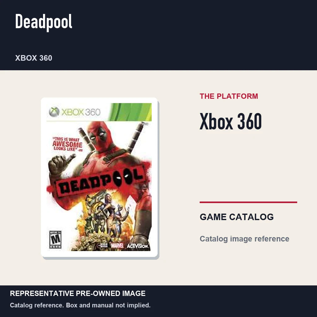 Representative pre-owned Deadpool (Xbox 360), platform product layout.