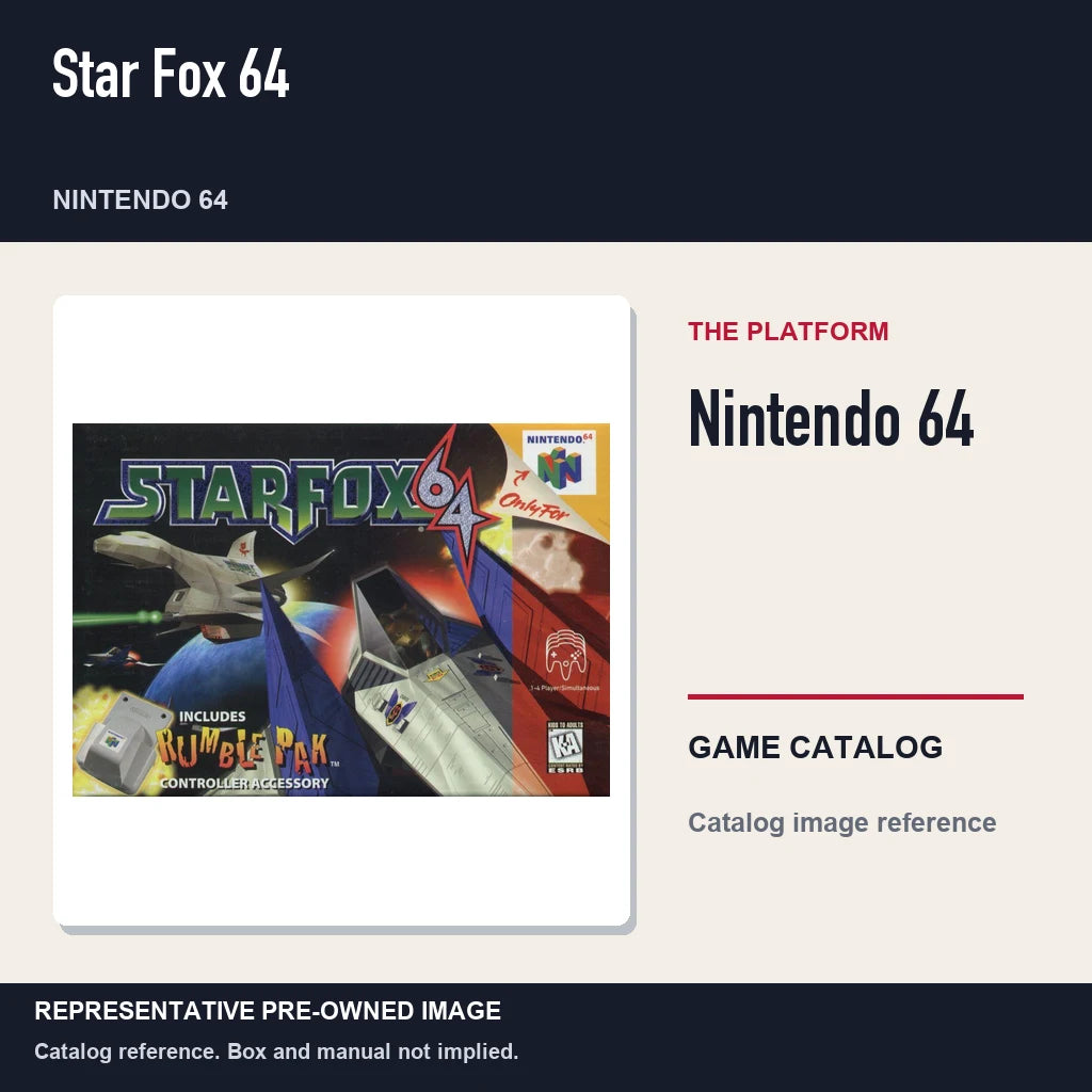 Representative pre-owned Star Fox 64 (Nintendo 64), platform product layout.