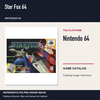 Representative pre-owned Star Fox 64 (Nintendo 64), platform product layout.