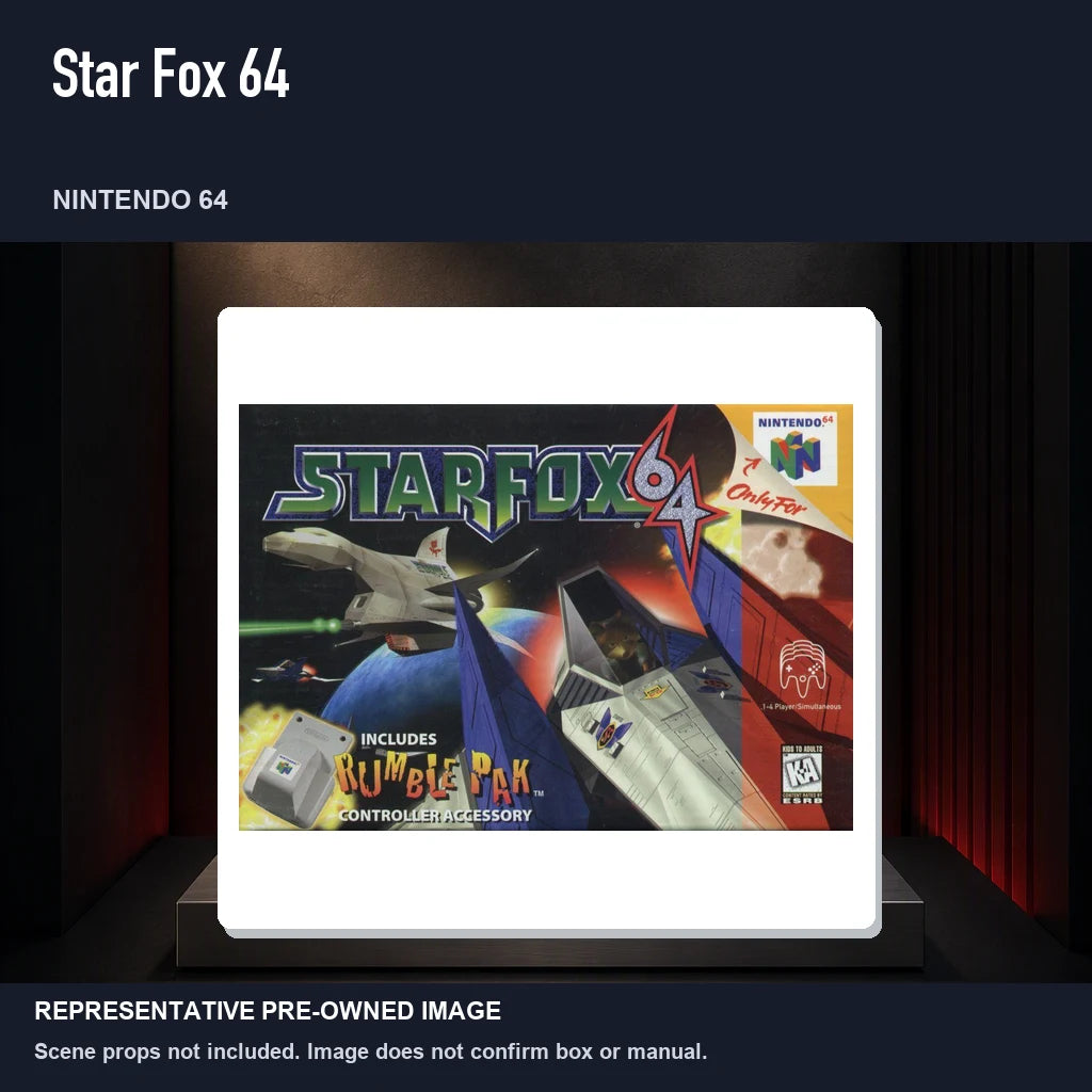 Representative pre-owned Star Fox 64 (Nintendo 64), product image on a display panel.