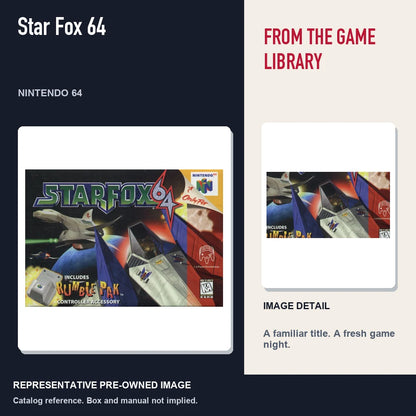Representative pre-owned Star Fox 64 (Nintendo 64), editorial image and detail.