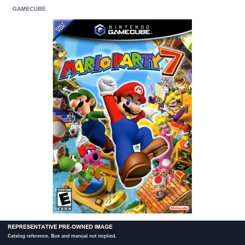 Representative pre-owned Mario Party 7 (GameCube), white product reference.