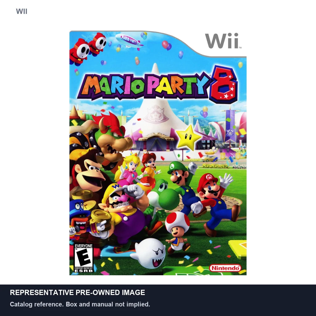 Representative pre-owned Mario Party 8 (Wii), white product reference.