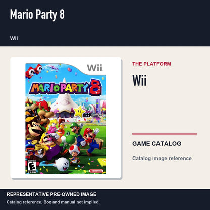 Representative pre-owned Mario Party 8 (Wii), platform product layout.