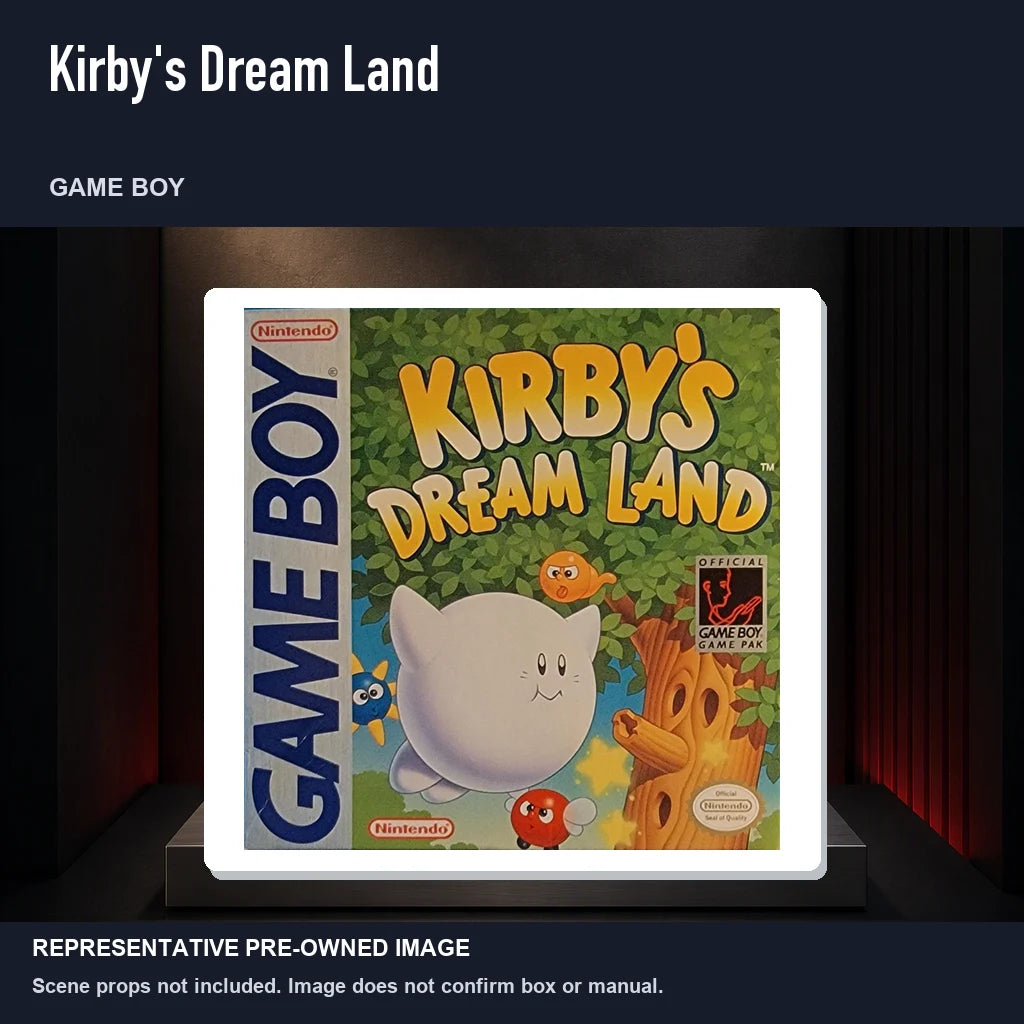 Representative pre-owned Kirby's Dream Land (Game Boy), product image on a display panel.