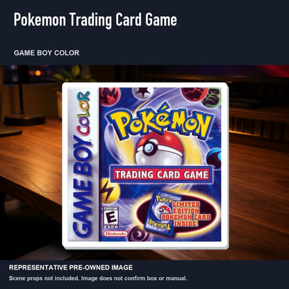Representative pre-owned Pokemon Trading Card Game (Game Boy Color), product image in a styled desk scene.