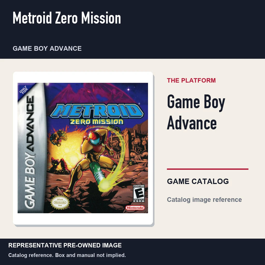 Representative pre-owned Metroid Zero Mission (Game Boy Advance), platform product layout.