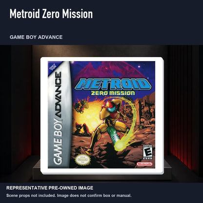 Representative pre-owned Metroid Zero Mission (Game Boy Advance), product image on a display panel.