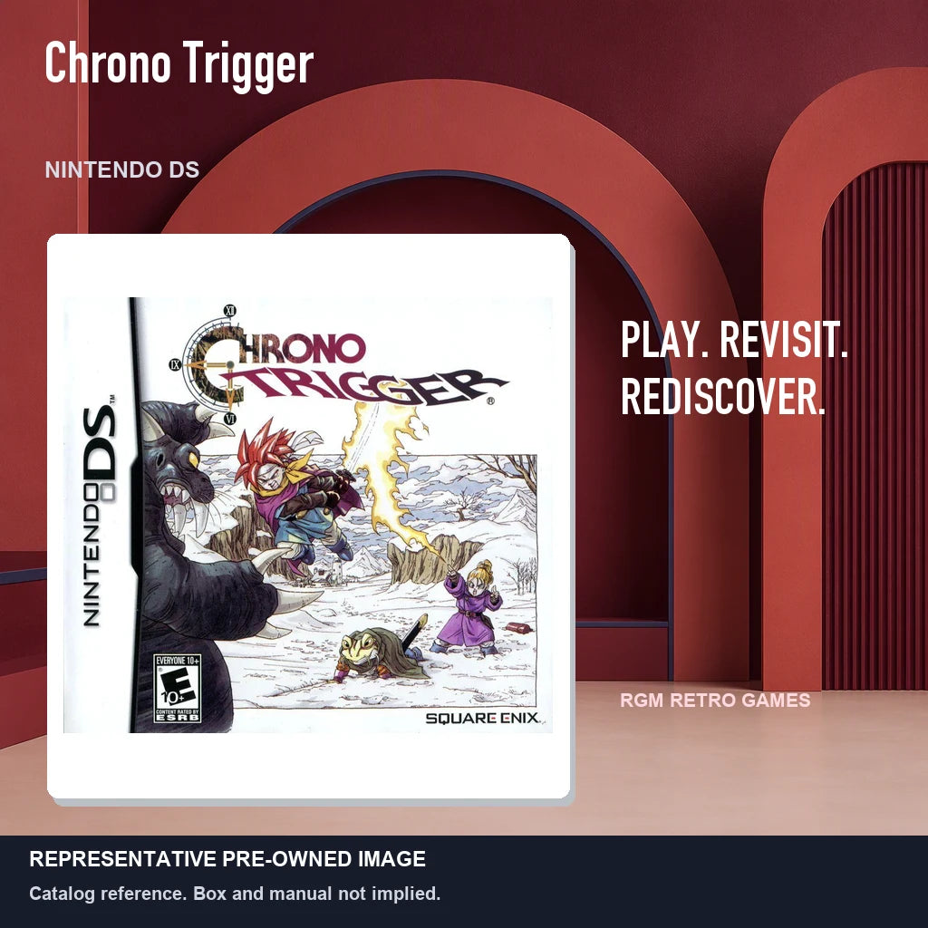 Representative pre-owned Chrono Trigger (Nintendo DS), red retro product layout.