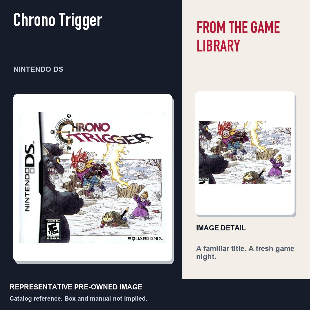 Representative pre-owned Chrono Trigger (Nintendo DS), editorial image and detail.