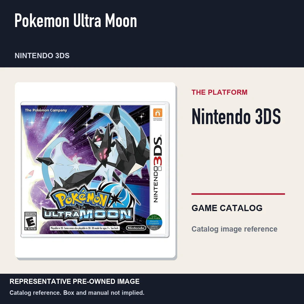 Representative pre-owned Pokemon Ultra Moon (Nintendo 3DS), platform product layout.