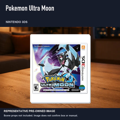 Representative pre-owned Pokemon Ultra Moon (Nintendo 3DS), product image in a styled room scene.