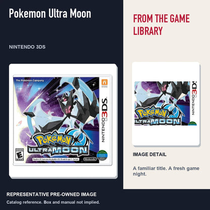Representative pre-owned Pokemon Ultra Moon (Nintendo 3DS), editorial image and detail.