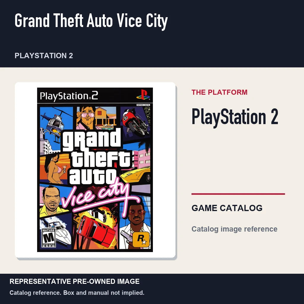 Representative pre-owned Grand Theft Auto Vice City (PlayStation 2), platform product layout.
