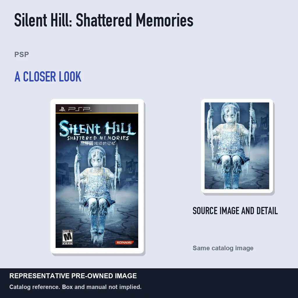Representative pre-owned Silent Hill: Shattered Memories (PSP), full image with detail inset.