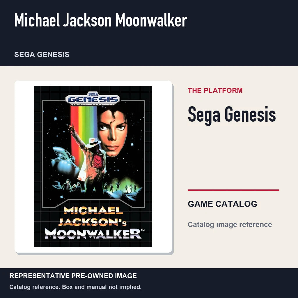 Representative pre-owned Michael Jackson Moonwalker (Sega Genesis), platform product layout.