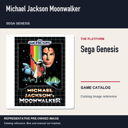 Representative pre-owned Michael Jackson Moonwalker (Sega Genesis), platform product layout.