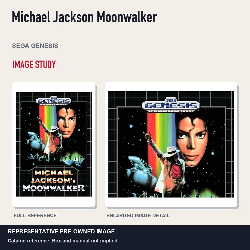 Representative pre-owned Michael Jackson Moonwalker (Sega Genesis), full image and detail.