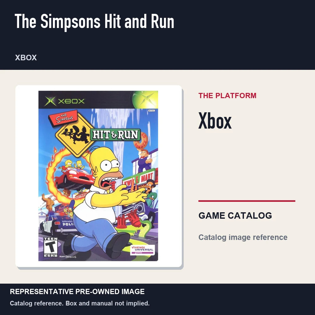 Representative pre-owned The Simpsons Hit and Run (Xbox), platform product layout.