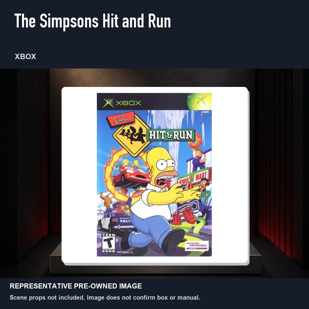 Representative pre-owned The Simpsons Hit and Run (Xbox), product image on a display panel.