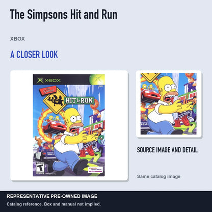 Representative pre-owned The Simpsons Hit and Run (Xbox), full image with detail inset.