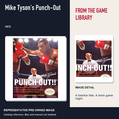 Representative pre-owned Mike Tyson's Punch-Out (NES), editorial image and detail.