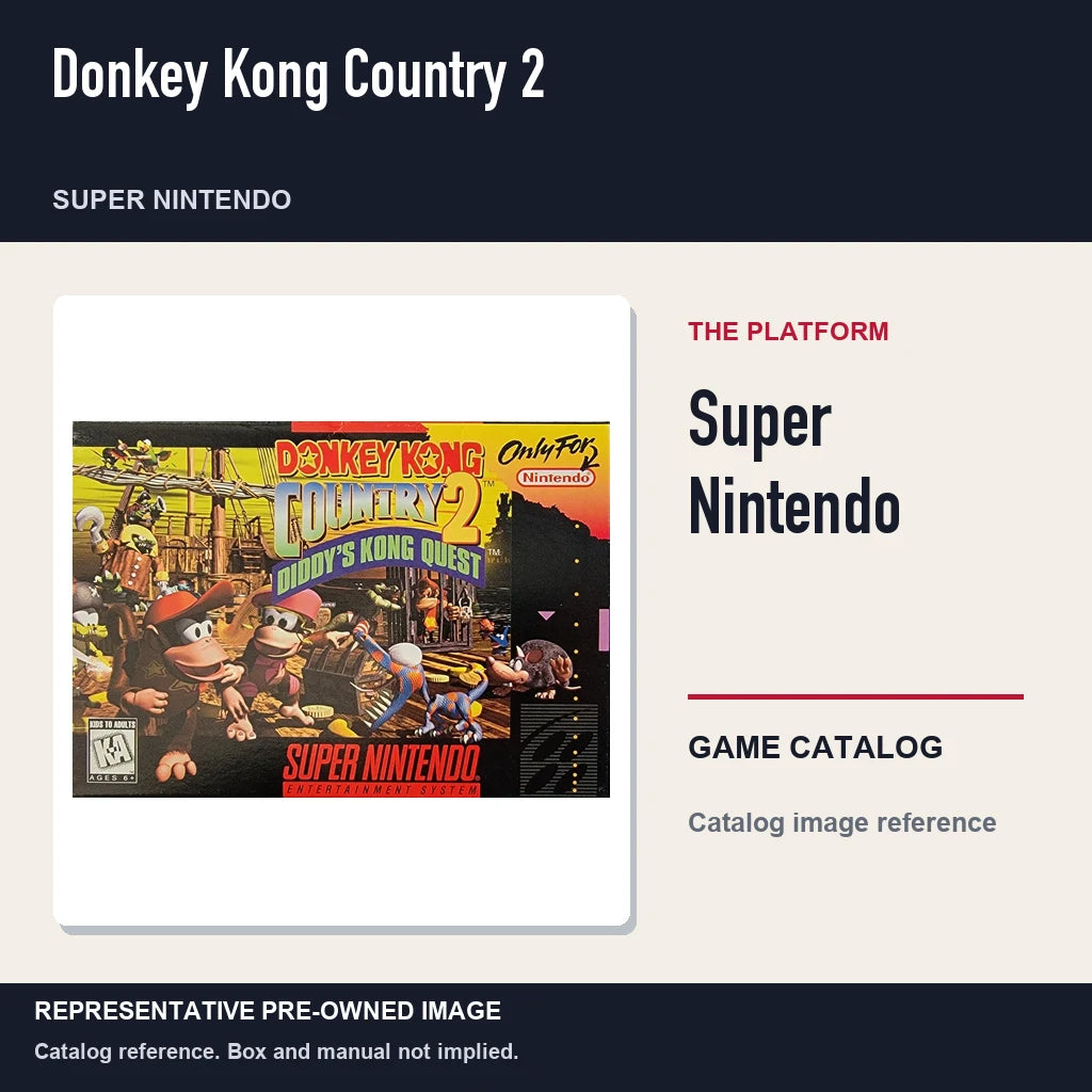 Representative pre-owned Donkey Kong Country 2 (Super Nintendo), platform product layout.