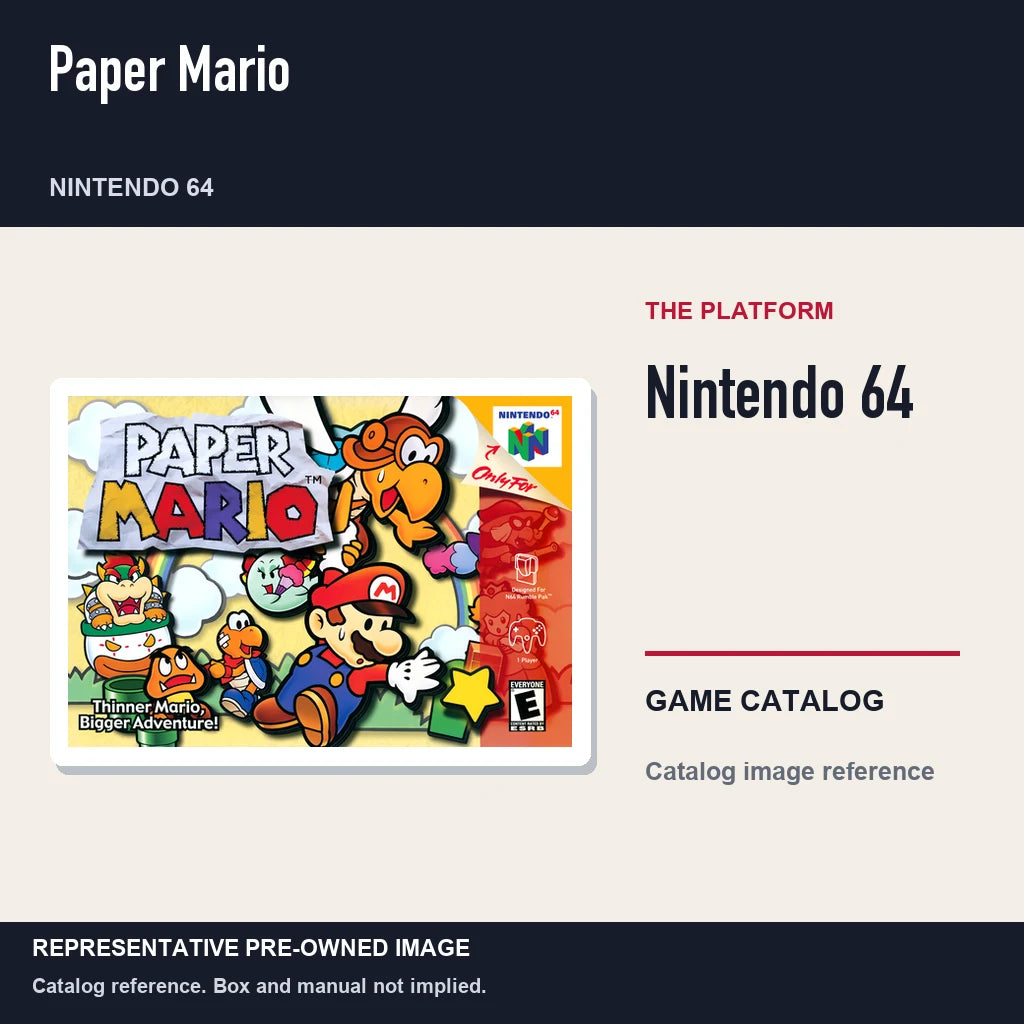 Representative pre-owned Paper Mario (Nintendo 64), platform product layout.