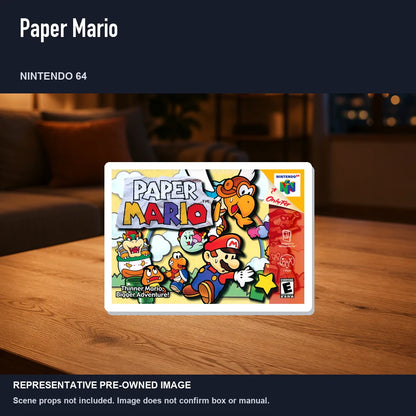 Representative pre-owned Paper Mario (Nintendo 64), product image in a styled room scene.