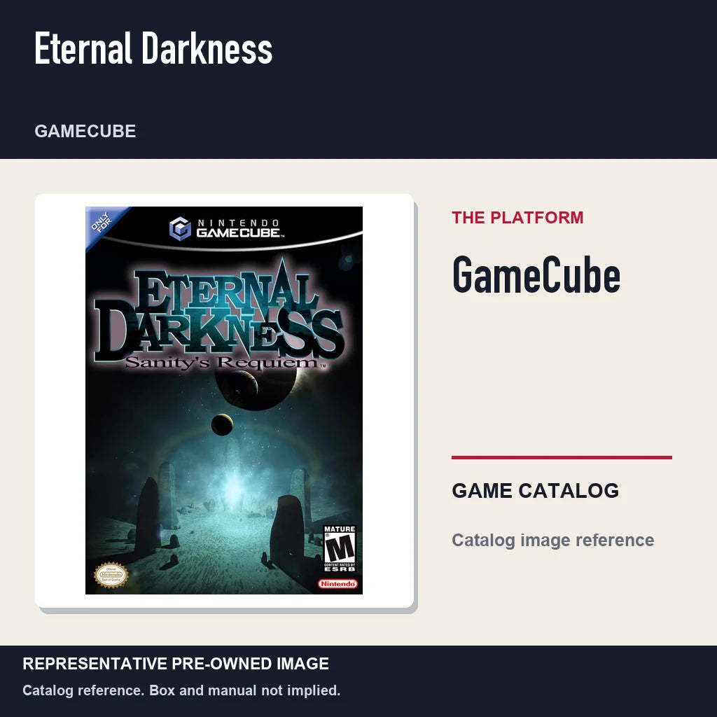 Representative pre-owned Eternal Darkness (GameCube), platform product layout.