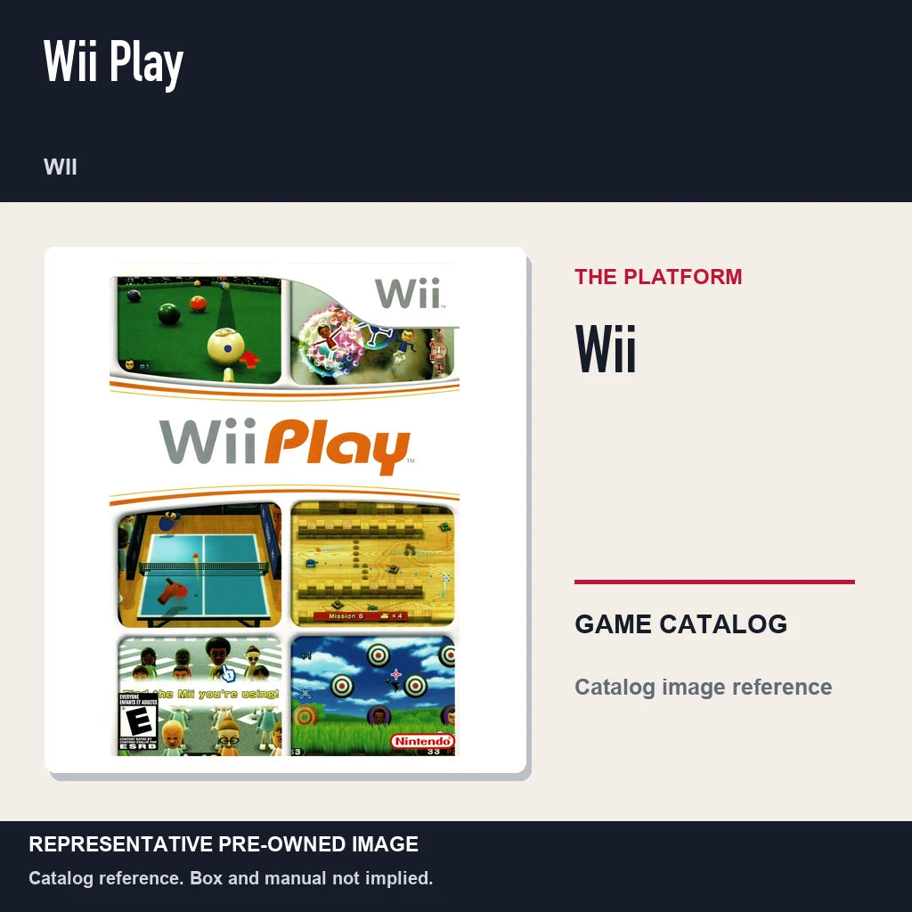 Representative pre-owned Wii Play (Wii), platform product layout.