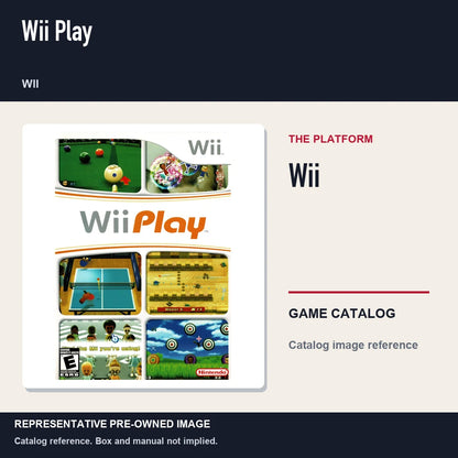 Representative pre-owned Wii Play (Wii), platform product layout.