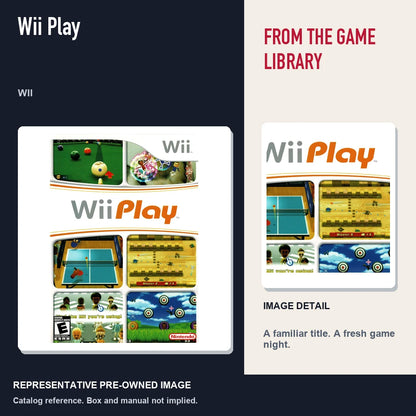 Representative pre-owned Wii Play (Wii), editorial image and detail.