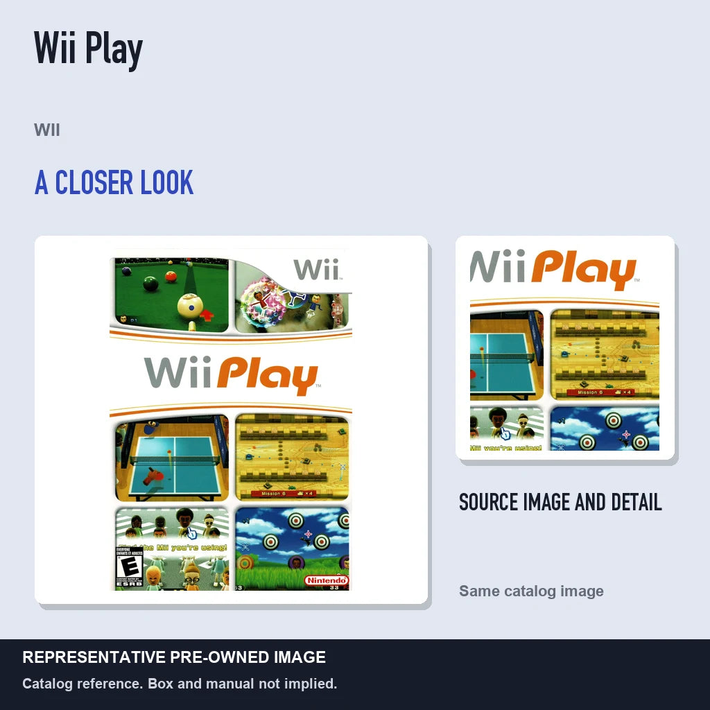 Representative pre-owned Wii Play (Wii), full image with detail inset.