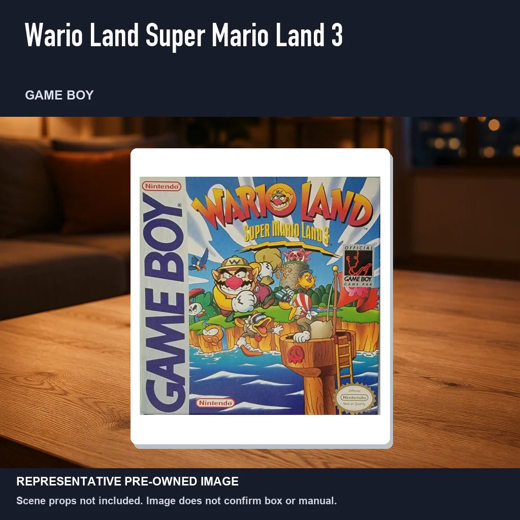 Representative pre-owned Wario Land Super Mario Land 3 (Game Boy), product image in a styled room scene.