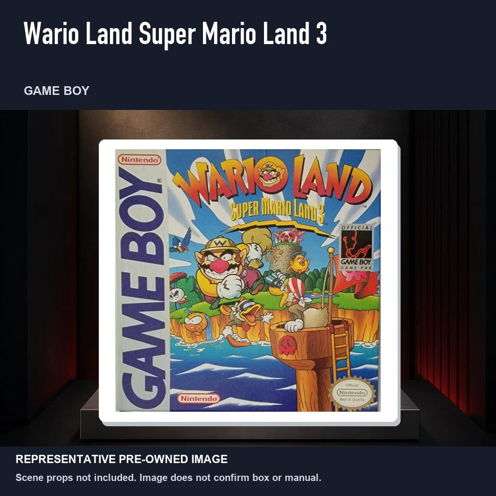 Representative pre-owned Wario Land Super Mario Land 3 (Game Boy), product image on a display panel.