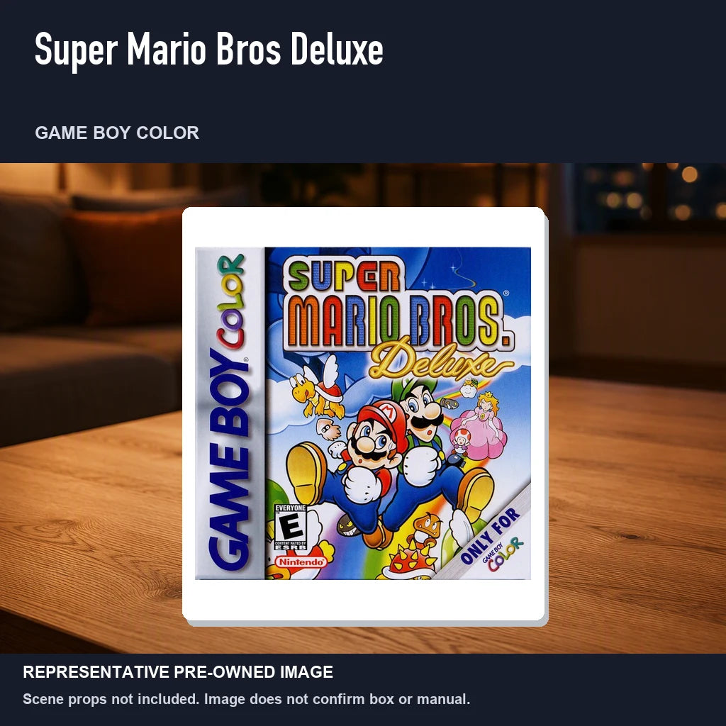 Representative pre-owned Super Mario Bros Deluxe (Game Boy Color), product image in a styled room scene.
