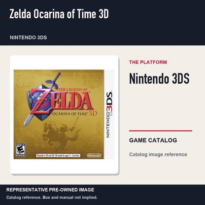 Representative pre-owned Zelda Ocarina of Time 3D (Nintendo 3DS), platform product layout.