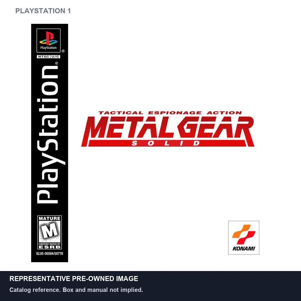 Representative pre-owned Metal Gear Solid (PlayStation 1), white product reference.