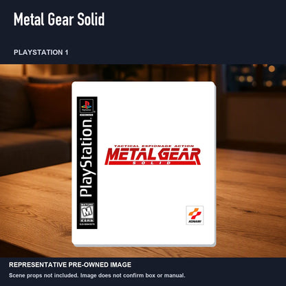 Representative pre-owned Metal Gear Solid (PlayStation 1), product image in a styled room scene.