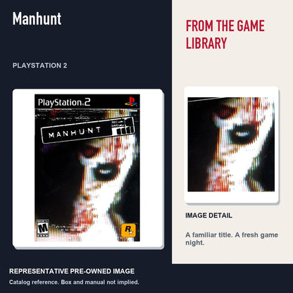 Representative pre-owned Manhunt (PlayStation 2), editorial image and detail.