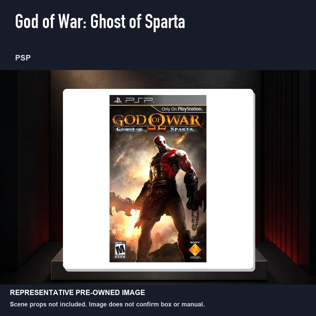 Representative pre-owned God of War: Ghost of Sparta (PSP), product image on a display panel.