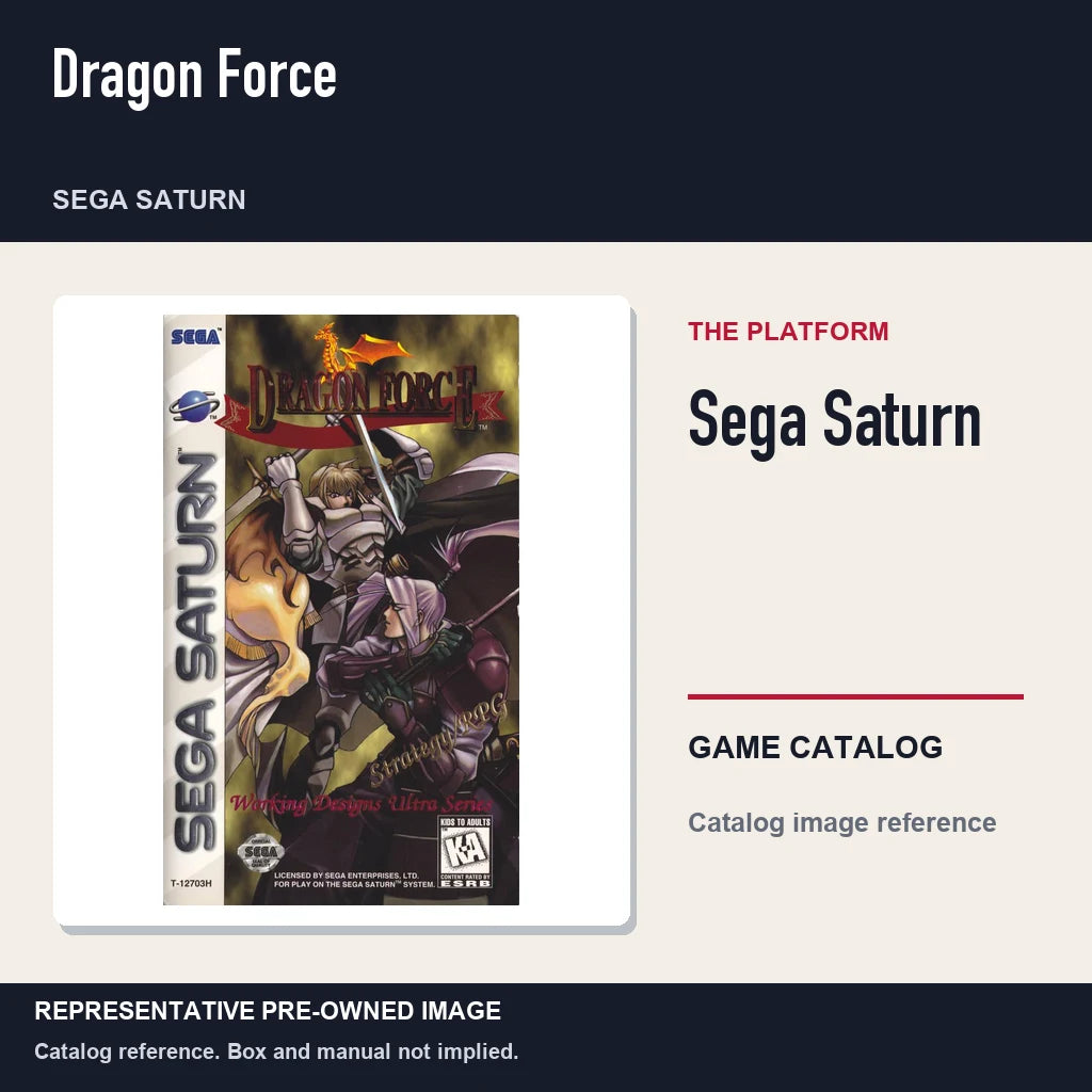 Representative pre-owned Dragon Force (Sega Saturn), platform product layout.
