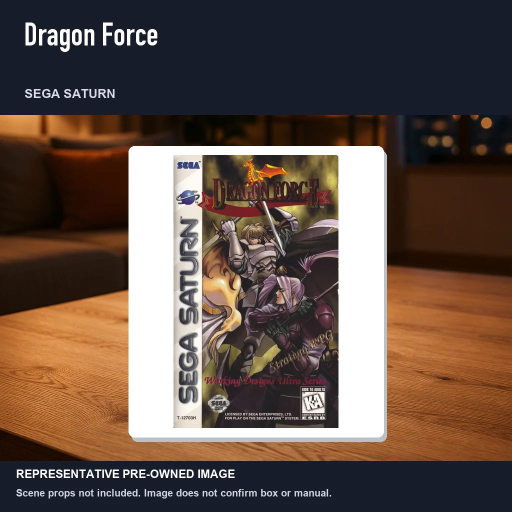 Representative pre-owned Dragon Force (Sega Saturn), product image in a styled room scene.